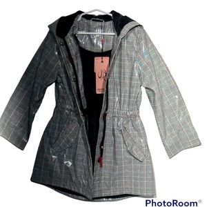 Urban Republic NWT Black/Red Plaid Hooded Rain Jacket M(5/6)